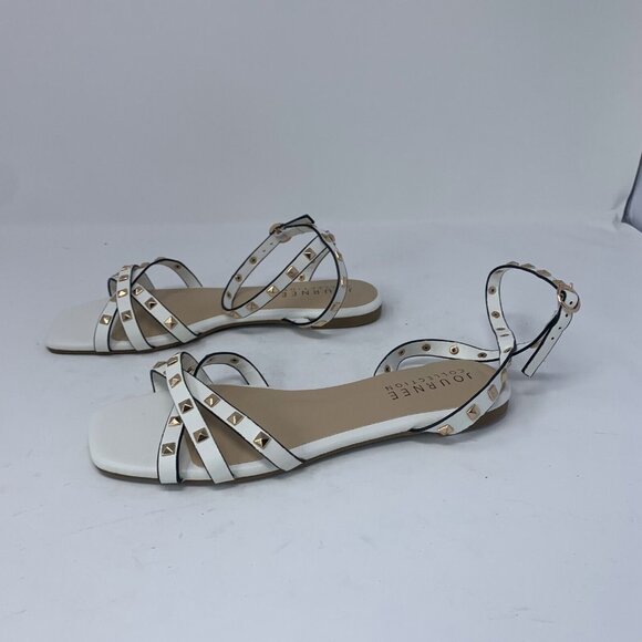 Journee Collection Zendaya 007212 Sandals Women 8.5 White Crisscross Strap S0754 - Picture 3 of 6